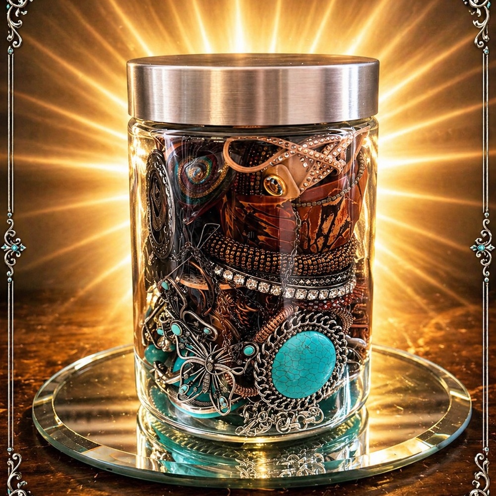 “Turquoise and Bronze” Mystery Jewelry Jar
